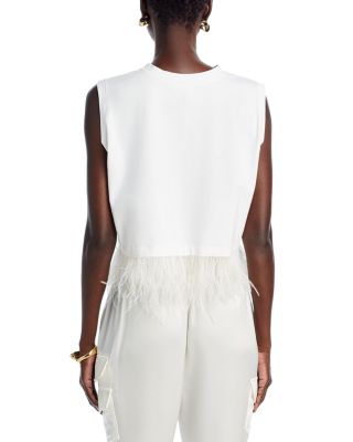 Cropped Sleeveless Feather Tee