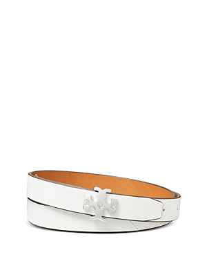 Shop Tory Burch Women's Logo Belt In White