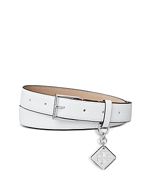 Tory Burch Swing Leather Belt In White