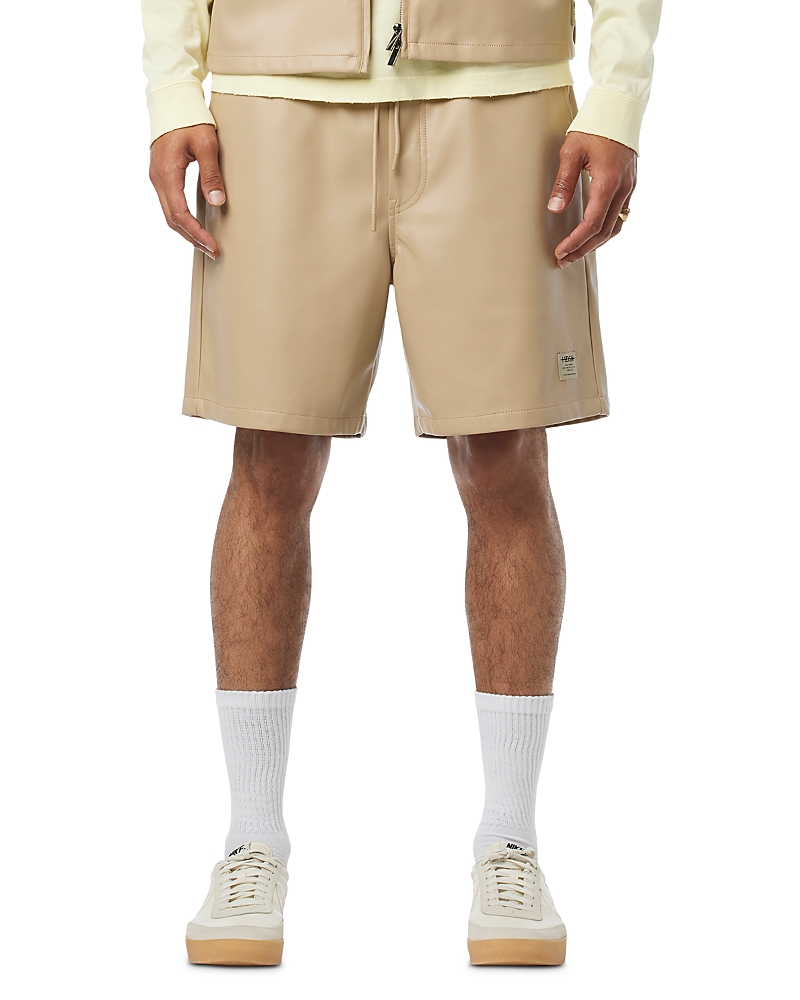 Hudson Men's Vegan Leather Drawstring Shorts In Sandy