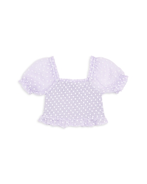 Aqua Girls' Daisy Clip Dot Puff Sleeve Top, Big Kid - 100% Exclusive