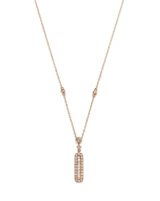 Bloomingdale's Fine Collection - Diamond Round & Baguette Pendant Necklace in 14K Yellow Gold, 0.35 tcw