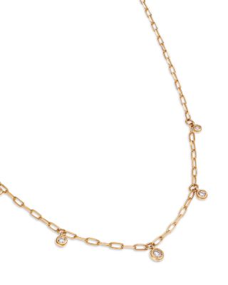 Diamond Bezel Dangle Collar Necklace in 14K Yellow Gold, 0.25 tcw