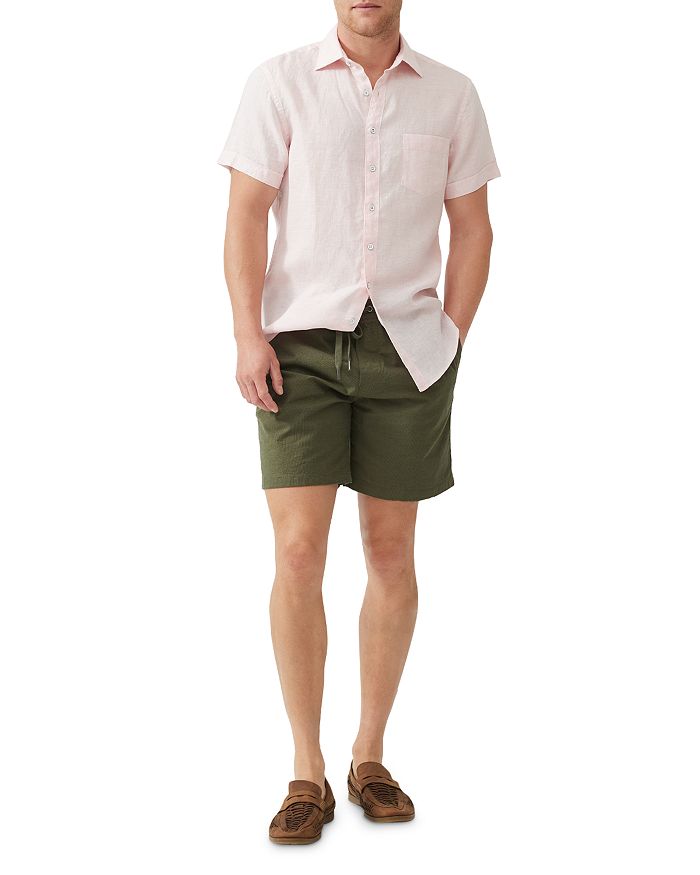 Rodd & Gunn Palm Beach Sports Fit Short Sleeve Linen Button-up Shirt In Rosewater
