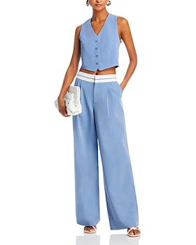 Women's 2 Piece Outfits Summer Casual Sets Sexy Bodycon Cropped Tops  Smocked Waist Wide Leg Palazzo Long Pants : : Sports & Outdoors