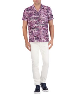 Makara Linen &amp; Cotton Classic Fit Button Down Camp Shirt