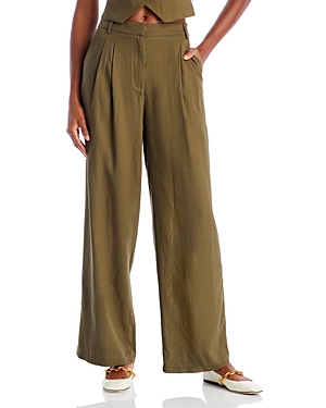 Aqua Pleated Wide Leg Trousers - 100% Exclusive In Olive