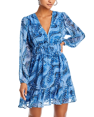 Shop Aqua Printed Smocked Waist Flounce Dress - 100% Exclusive In Blue Multi