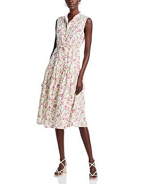 Shop Derek Lam 10 Crosby Margaret Cotton Floral Midi Dress In Buttermilk