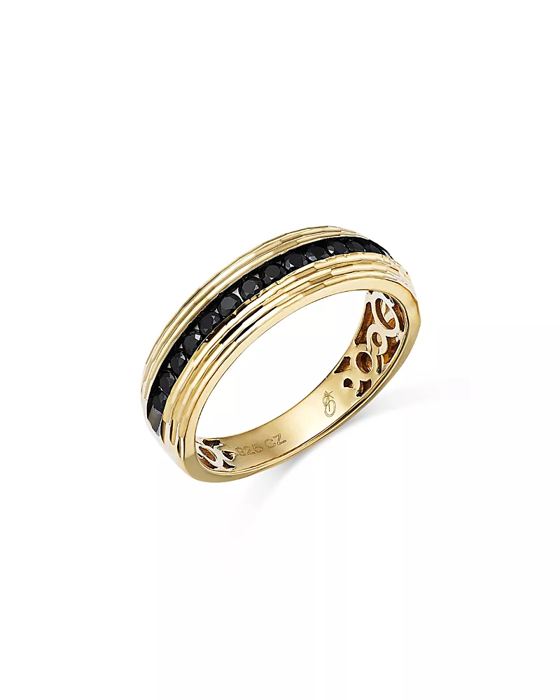 Bloomingdale's Fine Collection Men's Black Diamond Band in 14K Yellow Gold, 0.50 tcw