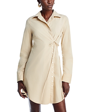 Shop Derek Lam 10 Crosby Cindy Cotton Long Sleeve Mini Shirt Dress In Safari