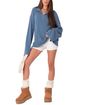 Amour High Neck Oversized Zip Sweater