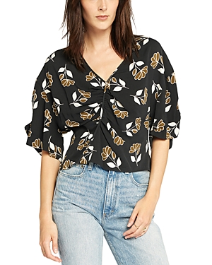 Joie Harlee Ruched Floral Top