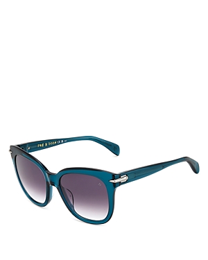 Shop Rag & Bone Safilo Cat Eye Sunglasses, 55mm In Green/gray Gradient