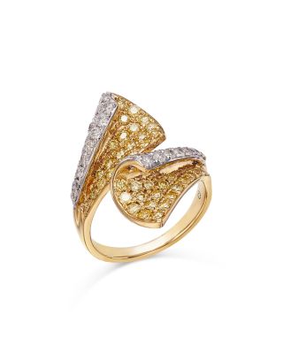 Bloomingdale's Fine Collection - White & Yellow Diamond Pav&eacute; Bypass Ring in 14K White & Yellow Gold 1.65 tcw