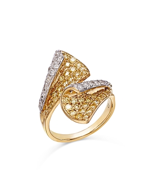 Shop Bloomingdale's White & Yellow Diamond Pave Bypass Ring In 14k White & Yellow Gold 1.65 Ct. T.w. In Yellow/white