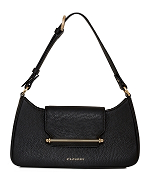 Shop Strathberry Multrees Omni Leather Hobo Bag In Black/gold