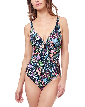 Shop Profile By Gottex Tie Front One Piece Swimsuit In Multi