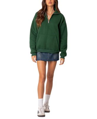 Edikted Oversized Quarter Zip Sweatshirt