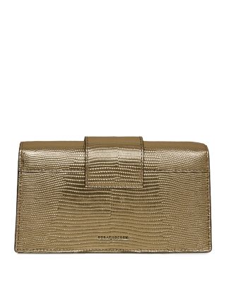 Crescent Snake Embossed Leather Shoulder Bag