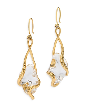 Shop Alexis Bittar Liquid Vine Lucite Suspended Raindrop Wire Earrings In Clear/gold