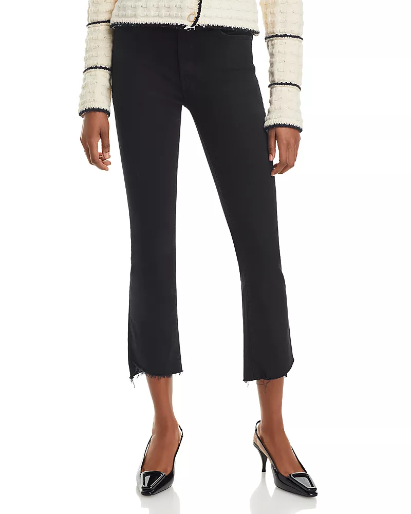 Mother The Insider High Rise Crop Step Fray Bootcut Jeans in Not Guilty