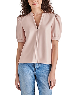 Shop Steve Madden Jane Faux Leather Top In Rose Taupe
