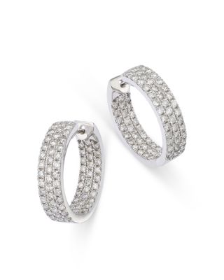 Bloomingdale's Fine Collection - Diamond Inside Out Small Hoop Earrings in 14K White Gold, 2.0 tcw