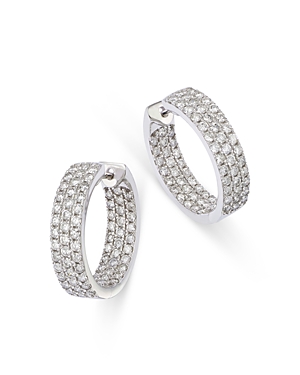 Shop Bloomingdale's Diamond Inside Out Small Hoop Earrings In 14k White Gold, 2.0 Ct. T.w.