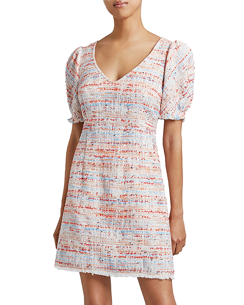 Santorelli Bianca Tweed Shift Dress In Shell