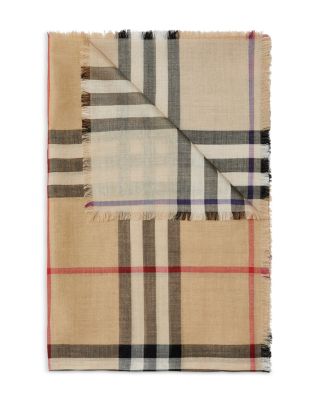 Reversible Check Wool Silk Scarf