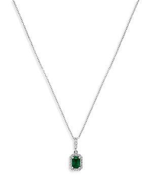 Emerald and Diamond Pendant Necklace in 14K White Gold, 16 - 100% Exclusive