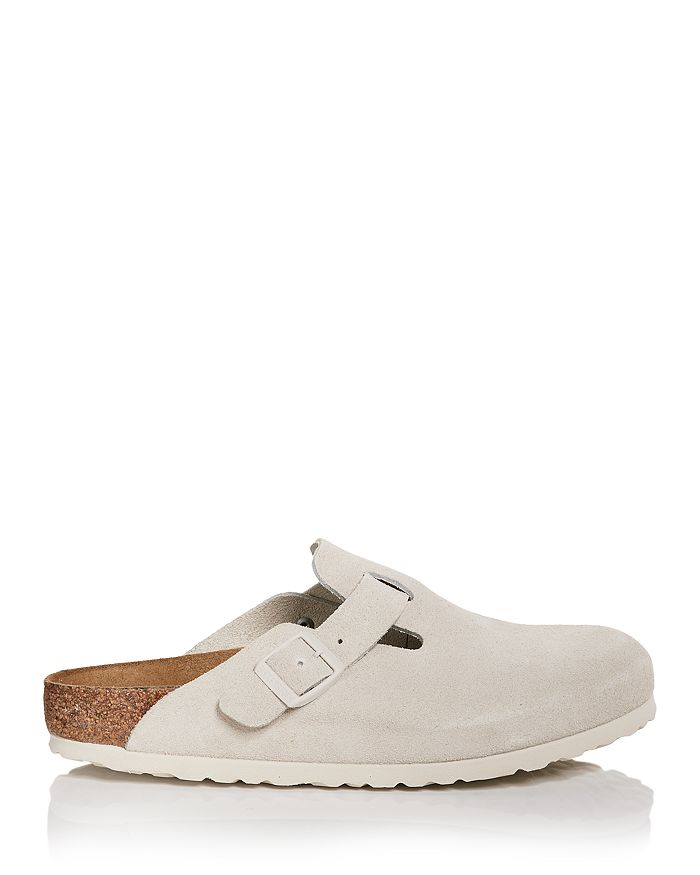 Birkenstock Off-white Narrow Boston Soft Footbed Slip-on Loafers In White
