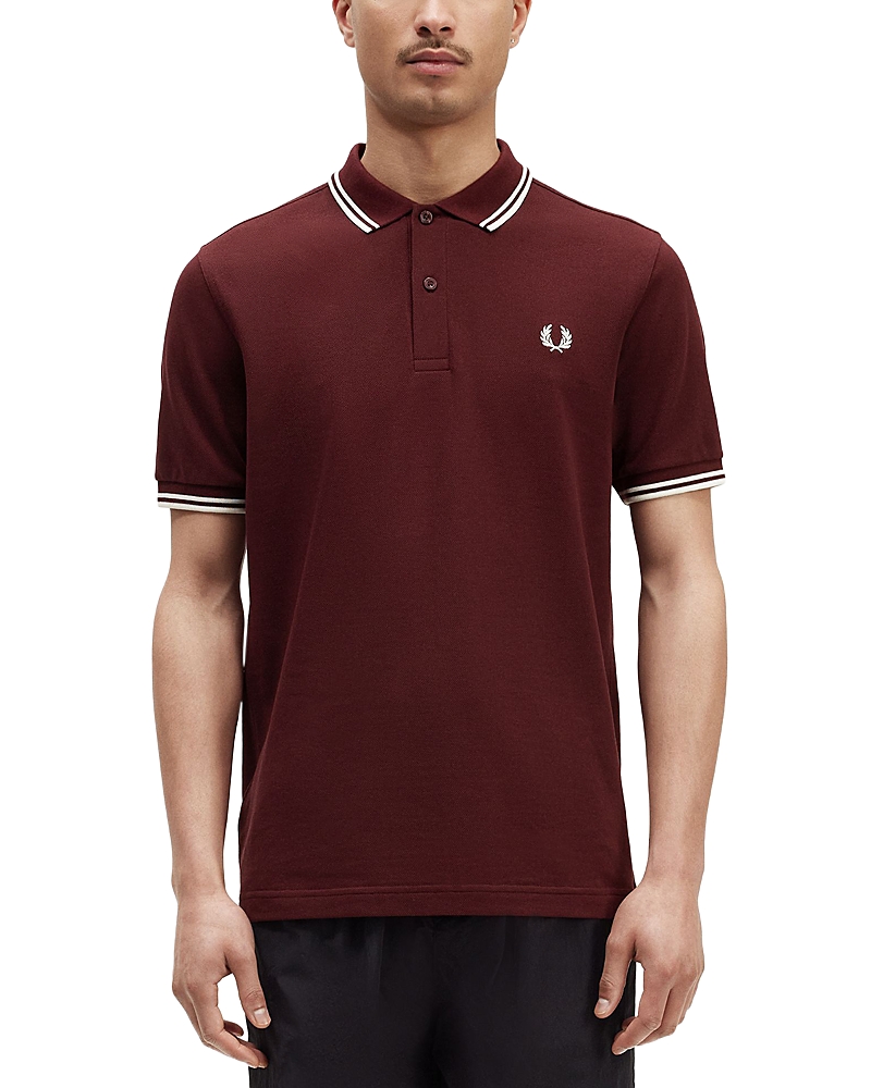 Fred Perry Logo-embroidered Cotton Polo Shirt In Oxblood/shaded Stone