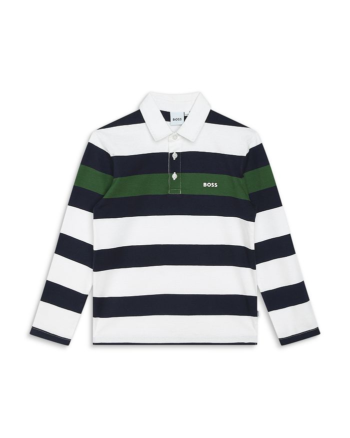 BOSS Kidswear Boys Long Sleeve Cotton Polo Shirt Big Kid