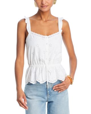 PAIGE - Marsa Eyelet Embroidered Drawstring Waist Sleeveless Top