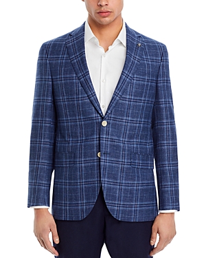 Shop Jack Victor Conway Melange Plaid Regular Fit Sport Coat In Mid Blue