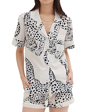 Shop Desmond & Dempsey Cotton Jaguar Shorts Pajama Set In Cream