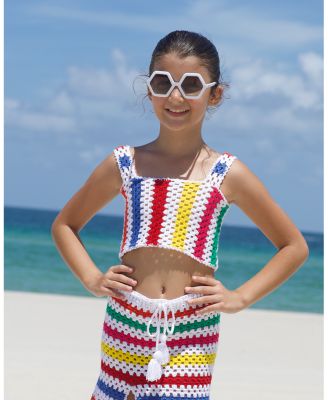  Rainbow Crochet Crop Top - Big Kid
