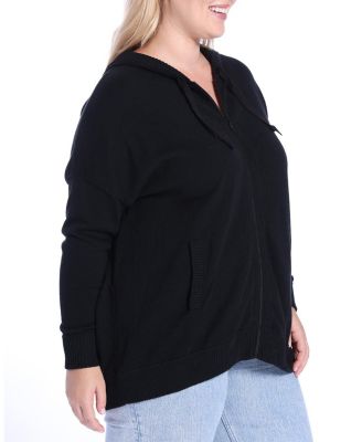  Plus Size V-neck Cashmere Zip Hoodie