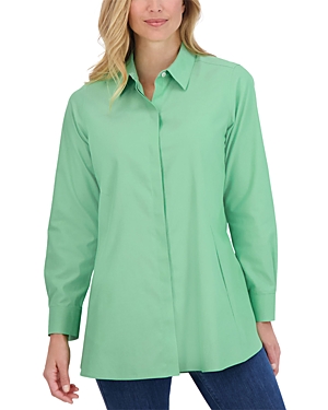 Shop Foxcroft Cici Cotton Non-iron Tunic Shirt In New Leaf