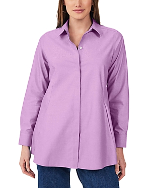 Shop Foxcroft Cici Cotton Non-iron Tunic Shirt In Soft Violet