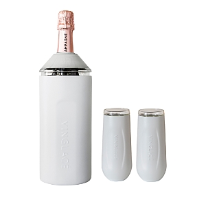 Vinglace Champagne Chiller Gift Set In White