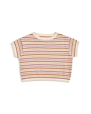 Shop Rylee + Cru Girls' Cropped Boxy Knit Tee - Little Kid In Honeycomb Stripe