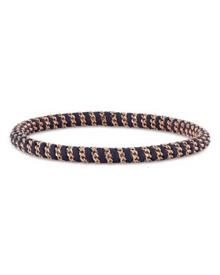 Roberto Demeglio - Men's 18K Rose Gold Gio Navy Blue Nautical Cord Stretch Bracelet