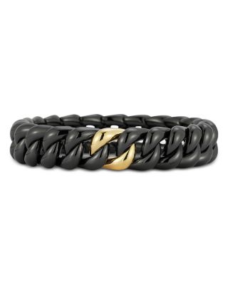 Roberto Demeglio - 18K Yellow Gold Black Ceramic Groumette Stretch Bracelet