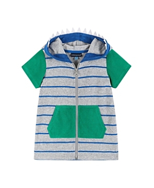 Shop Andy & Evan Boys' Terry Zip-up Hoodie Cover-up - Little Kid In Grey Striped