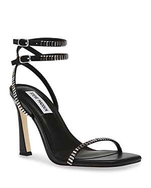 Steve Madden Women's Thierry Ankle Strap Embellished High Heel Sandals In Black