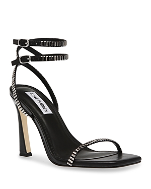 Shop Steve Madden Women's Thierry Ankle Strap Embellished High Heel Sandals In Black