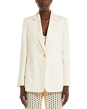Max Mara Womens Sand Mosa Single-breasted Linen-cotton Blend Blazer In Ivory